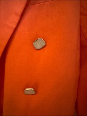 House of Harlow 1960 Orange Double-Breasted Blazer with Gold Buttons